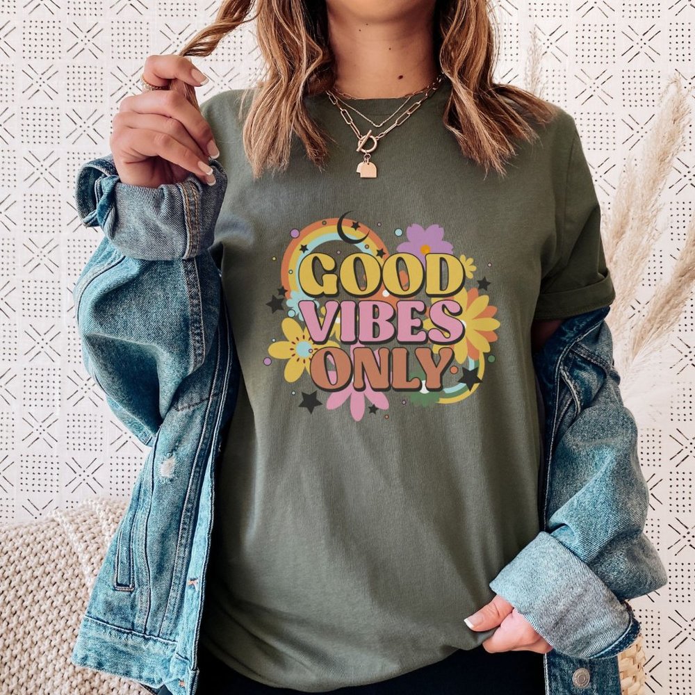 Retro Good Vibes Only Shirt, Retro Shirt, Vintage Shirt, Hippie Shirts,  Good Vi
